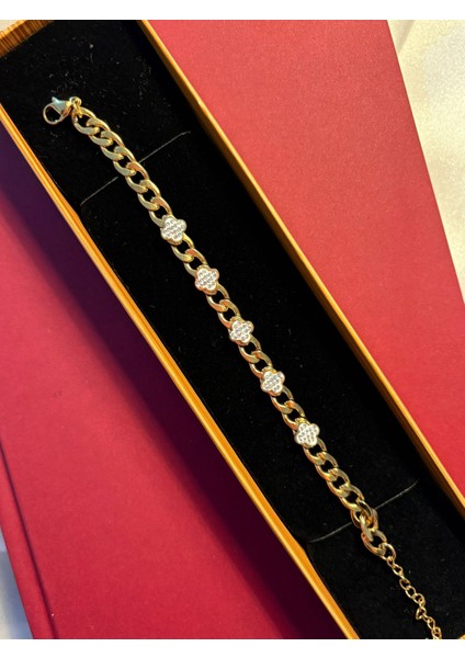 Çelik Yonca Beşli Zincir Bileklik Hediyelik fiyatları