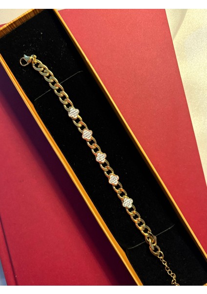 Çelik Yonca Beşli Zincir Bileklik Hediyelik fırsatları