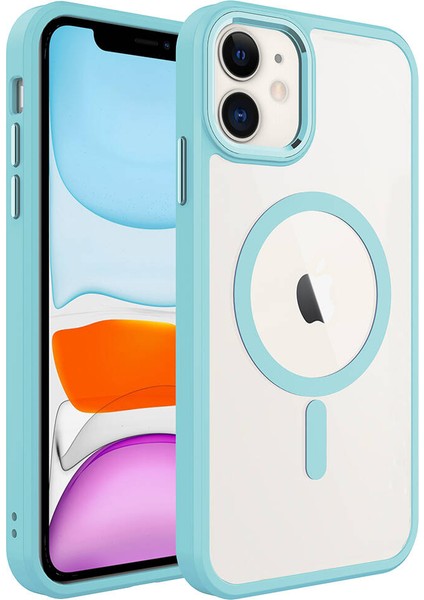 Apple iPhone 11 Kılıf Wireless Şarj Özellikli Zore Krom M-Safe Silikon Kapak