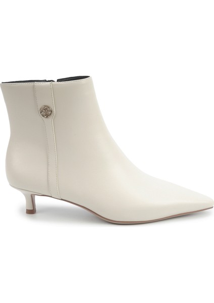 Shalın 5pr Kırık Beyaz Kadın Topuklu Bot