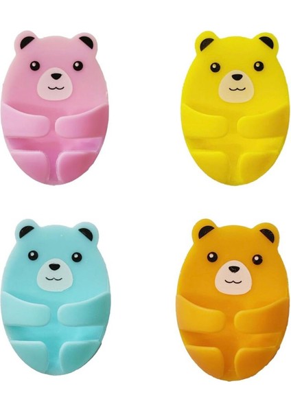 May’s Nest Sevimli Hayvan Figürlü Fiş Tutucu Askı – 4’lü Yapışkanlı Duvar Askısı Seti (Delmeden Montaj, Renkli ve Dayanıklı)