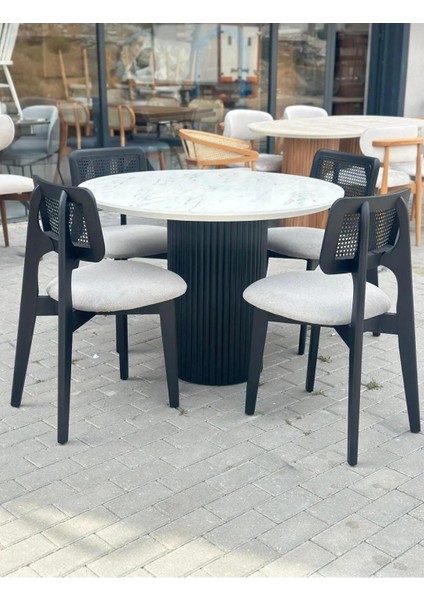 Yuvarlak Ahşap Masa Takımı Bohem 4 Kişilik Mutfak Masa Sandalye Takımı Iskandinav fiyatları