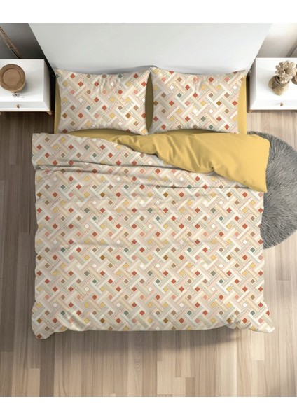 Çift Kişilik Ranforce Nevresim Takımı Colora Hardal