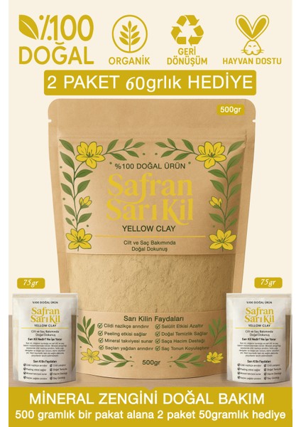 Safran Sarı Kil Yellow Clay Doğal Cilt Bakım Ürünü
