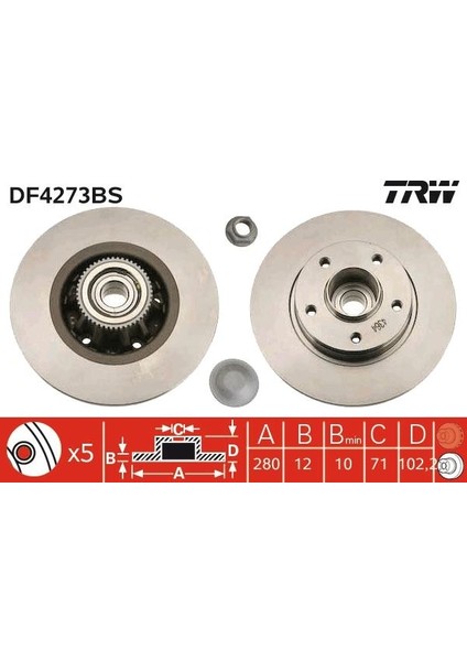 ARKA FREN AYNASI PORYALI RENAULT TRAFIC 2 2001-2006 OPEL VİVARO 2001-2006 280X12X5DELİK 7711130076 8200228610 7701206846