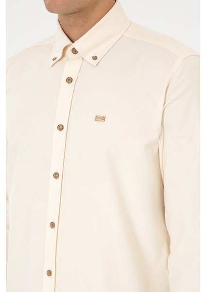 Erkek Krem Gömlek Desenli 50315915-VR071