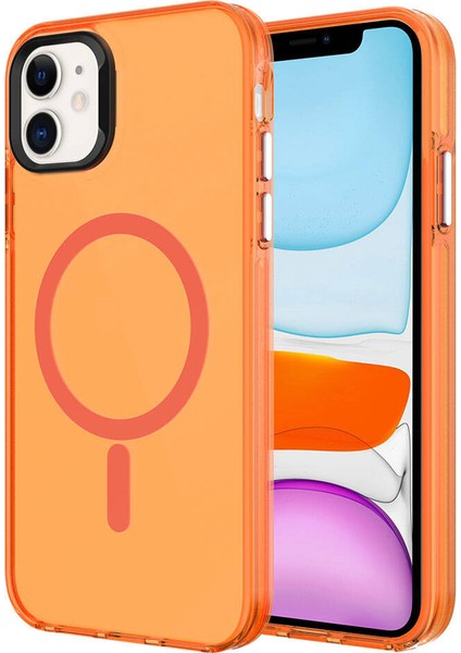 Apple iPhone 11 Kılıf Zore M-Safe Şarj Özellikli Buzlu Transparan C-Pro Sert Kapak