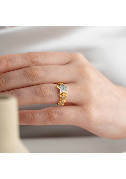 925 Ayar Gümüş Ayarlanabilir Yıldız Yüzük modelleri