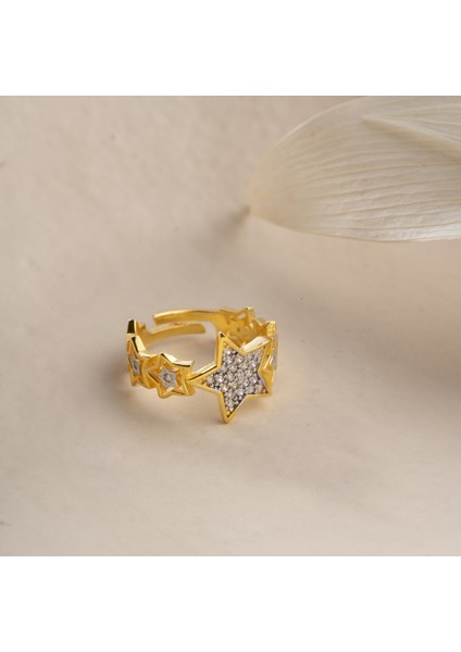 925 Ayar Gümüş Ayarlanabilir Yıldız Yüzük fırsatları