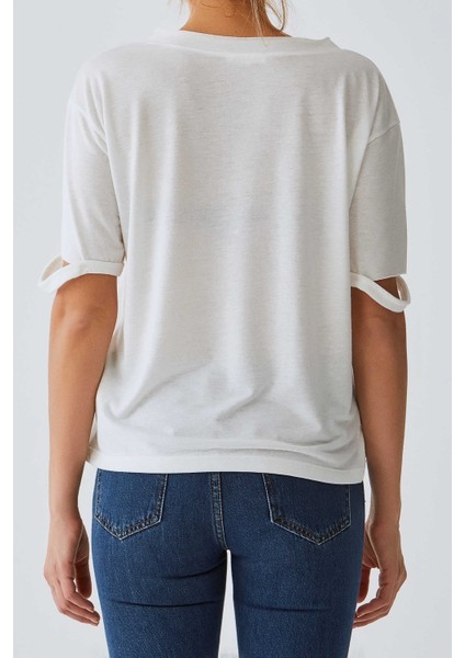 Kolları Detaylı T-Shırt Ekru Y1954149_049 fiyatları