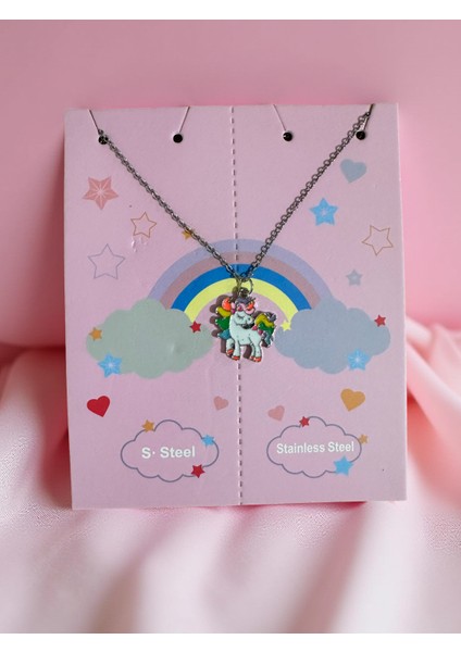 Unicorn Renkli Sevimli Çocuk Kolyesi