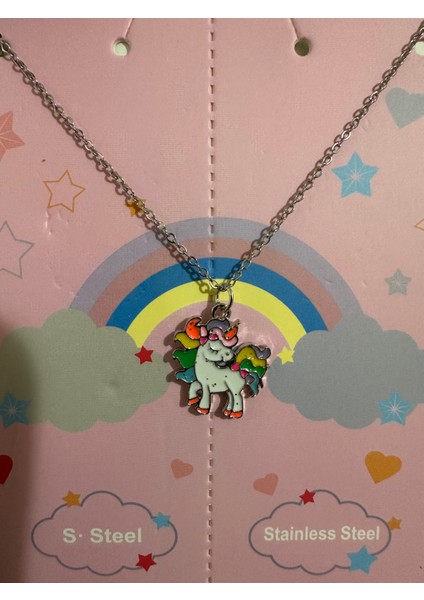 Unicorn Renkli Sevimli Çocuk Kolyesi fiyatları