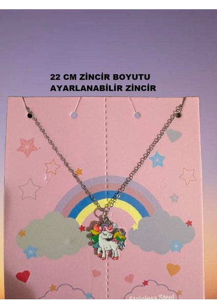 Unicorn Renkli Sevimli Çocuk Kolyesi