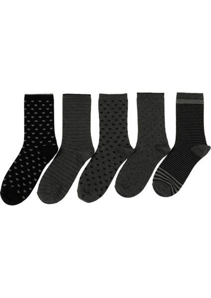 Antra 5 Lı Skt-W 5pr Grı Multı Kadın Soket Çorap
