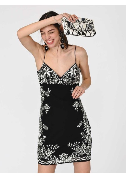 Askılı Boncuk İşlemeli Mini Elbise Standart Renk Y1963103_089 modelleri