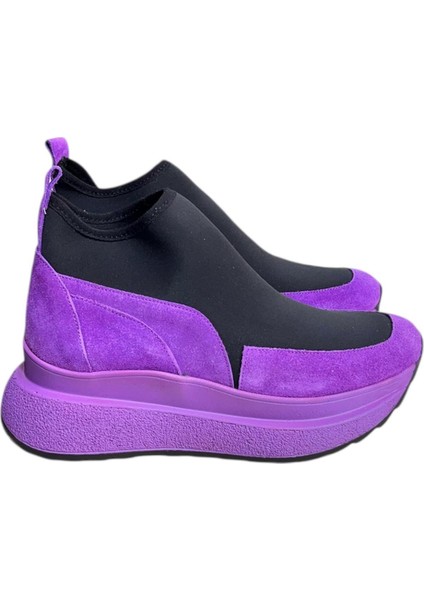 Mor Hakiki Deri Süet Strech Yüzlü Bilekte Sneaker fırsatları