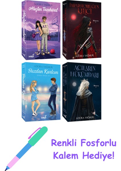 Adora Yağmur 4 Kitap Seti + Fosforlu Kalem Hediye