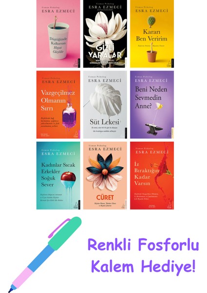Esra Ezmeci 9 Kitap Seti + Fosforlu Kalem Hediye