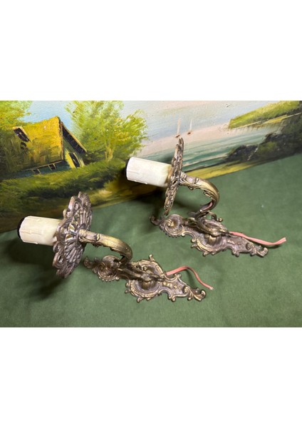 Bir Çift Antika Avrupa Pirinç Aplik - 20 cm 20 cm Ölçülerinde modelleri