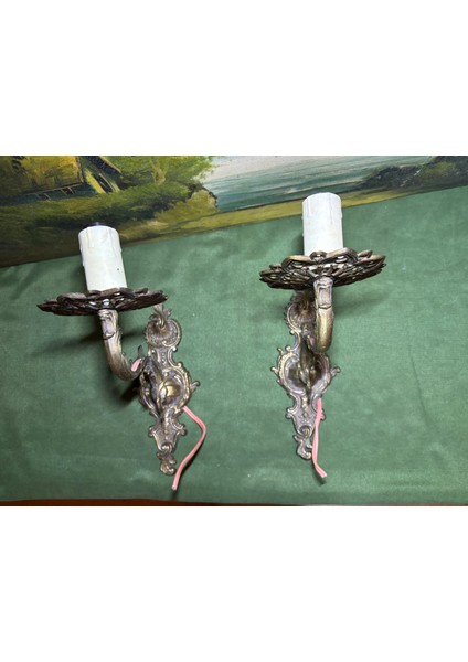 Bir Çift Antika Avrupa Pirinç Aplik - 20 cm 20 cm Ölçülerinde fırsatları