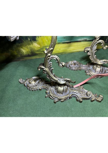 Bir Çift Antika Avrupa Pirinç Aplik - 20 cm 20 cm Ölçülerinde