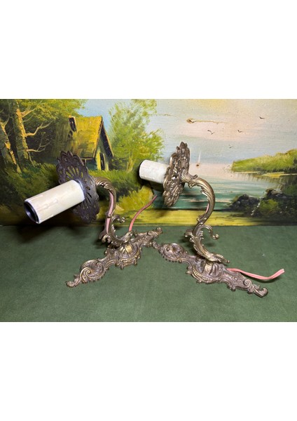 Bir Çift Antika Avrupa Pirinç Aplik - 20 cm 20 cm Ölçülerinde