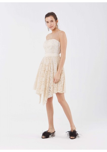 Ön Detaylı Asimetrik Gece Elbisesi Bej Y1811192_024 modelleri