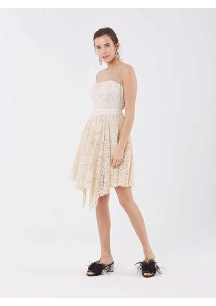 Ön Detaylı Asimetrik Gece Elbisesi Bej Y1811192_024 indirimleri