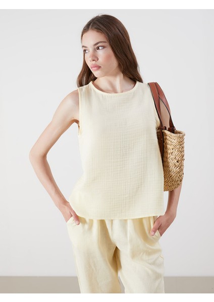 Yeni Sezon Bisiklet Yaka Müslin Bluz