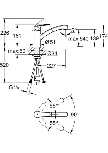 Eurosmart Tek Kumandalı Spiralli Eviye Bataryası Mat Siyah - 303052431 fırsatları