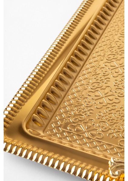 Metal Gümüş & Gold Battal Boy Tepsi Seti – Zarif Desenli Servis ve Sunum Tepsisi, Kararmaz & Solmaz fırsatları