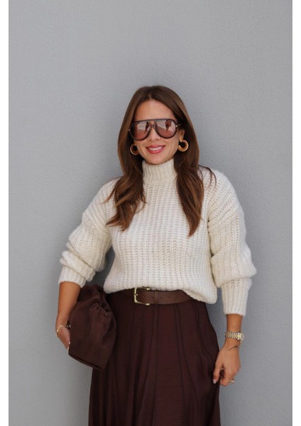 Ekru Örgü Desen Kazak fiyatları