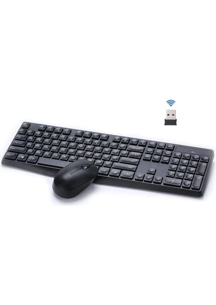 CS10 USB Kablosuz Klavye + Mouse Set Siyah Ingilizce Q