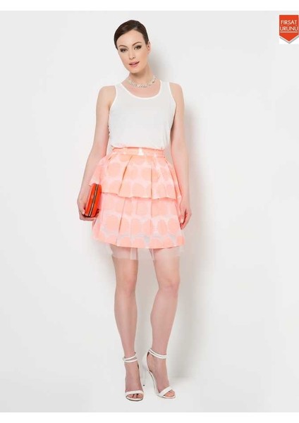 Tüllü Mini Etek Somon Y1525007_020 modelleri
