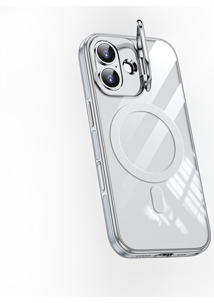 iPhone 17 Uyumlu Kılıf Wlons Magsafeli Renkli Çerçeve Standlı Efsane Kapak Gri modelleri