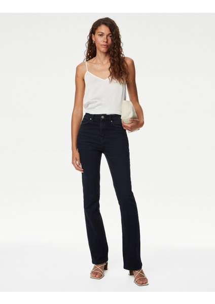 V Yaka Askılı Saten Bluz