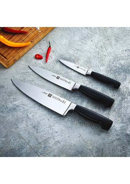 3 Parça Bıçak Seti, Paslanmaz Çelik, Siyah-Gri indirimleri