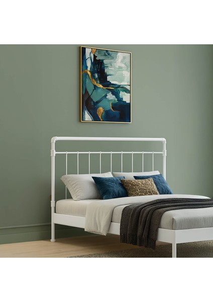 Odin-S Çift Kişilik Metal Karyola-Beyaz (Ahşap Latalı) modelleri