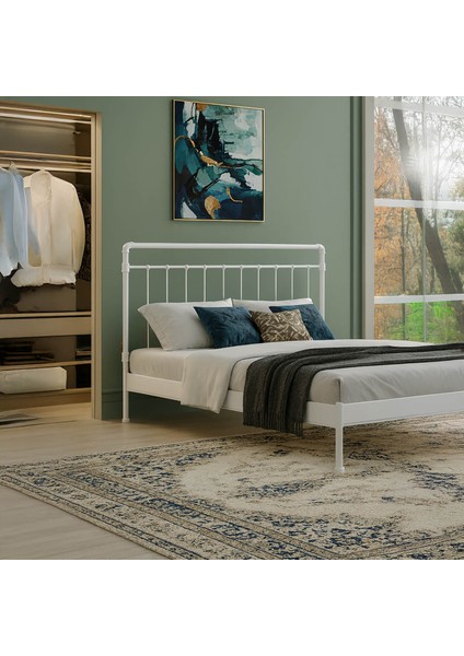 Odin-S Çift Kişilik Metal Karyola-Beyaz (Ahşap Latalı) fiyatları