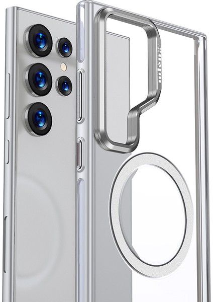 Samsung Galaxy S25 Ultra Uyumlu Kılıf Wlons Magsafeli Renkli Çerçeve Standlı Efsane Kapak Gri fiyatları