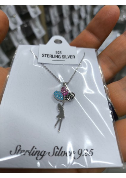 Özgür Ruhlu Kadınlara Özel Balon Tutan Kız Gümüş Kolye | 925 Ayar fiyatları