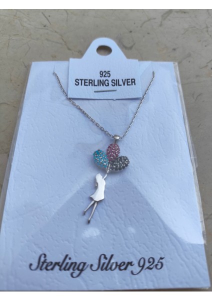 Özgür Ruhlu Kadınlara Özel Balon Tutan Kız Gümüş Kolye | 925 Ayar modelleri