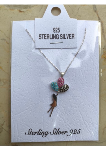 Özgür Ruhlu Kadınlara Özel Balon Tutan Kız Gümüş Kolye | 925 Ayar fırsatları