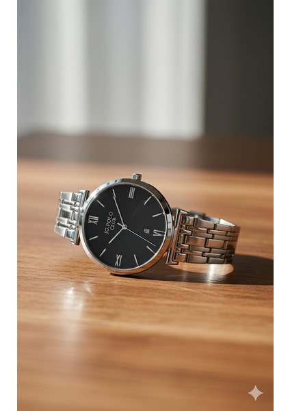 Jg. Polo Club Erkek Kol Saati Gümüş Renk, Siyah Kadran - Şık Metal Kordon, 2 Yıl Garantili fiyatları