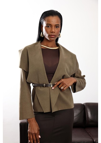 Haki Nubuk Kemerli Salaş Ceket 0645