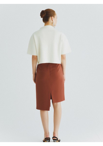 Asimetrik Kesimli Mini Etek Kahve K2015039_005 modelleri