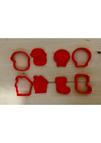 Yılbaşı Temalı 4’lü Kurabiye Kalıbı Seti – Noel Baba, Zencefilli Adam, Çorap ve Ev Figürleri fiyatları