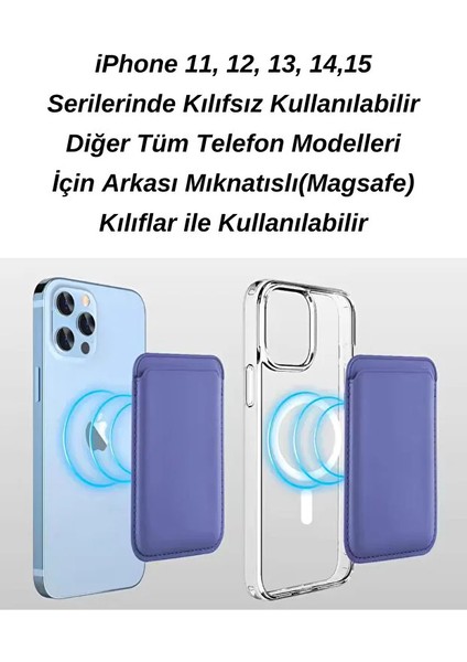 Apple iPhone 11 / 12 / 13 / 14 / 15 / 16 / 17 Serisi ile Uyumlu Deri Cüzdan Magsafe Kartlık modelleri