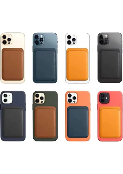 Apple iPhone 11 / 12 / 13 / 14 / 15 / 16 / 17 Serisi ile Uyumlu Deri Cüzdan Magsafe Kartlık fırsatları