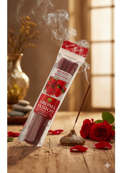 Aroma Fusion Red Rose (Kırmızı Gül) El Yapımı Çubuk Tütsü 28 cm
